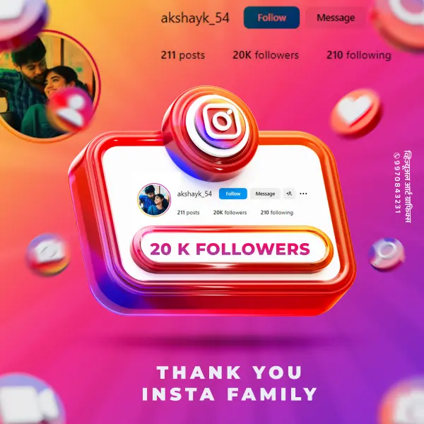 20 K Instagram Followers Celebration Post PSD File Free