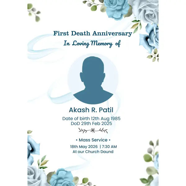 Christian First Death Anniversary English Design PSD File 2026