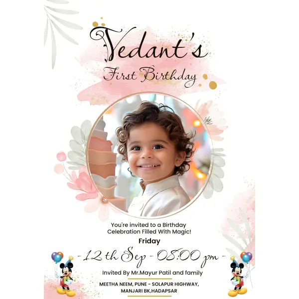 Creative First Children Birthday Design PSD File 2025