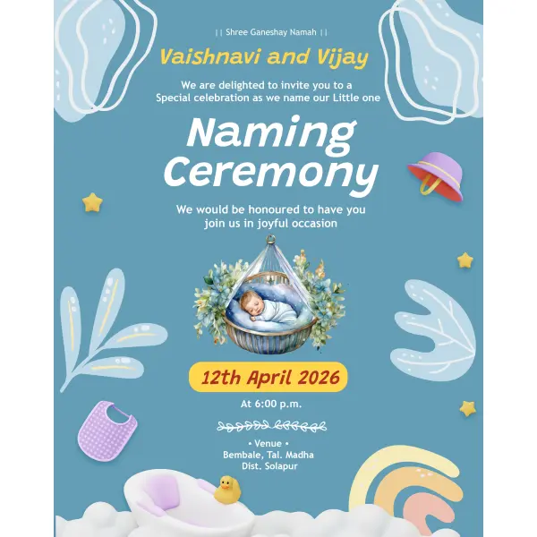Creative Naming Ceremony Invitation Design in English PSD File 2026