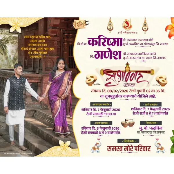 Digital Elegant Marathi Lagna Patrika PixelLab PLP File 2026