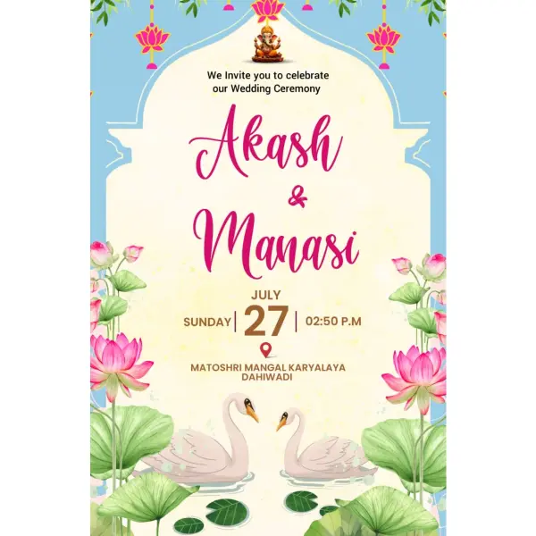 Modern English Wedding Invitation – Lotus Theme PixelLab PLP File 2025