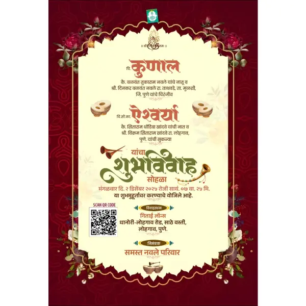 New Floral Wedding Invitation Marathi Design PixelLab PLP File 2026