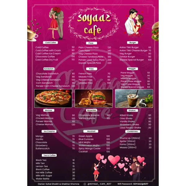 Pink Cafe Menu Card Design PSD File 2025