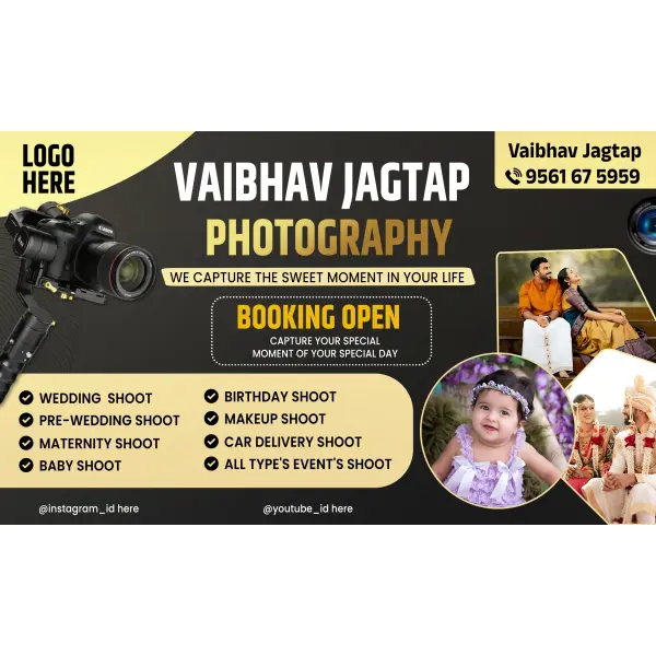 Professional Golden Photography Visiting Card Marathi PSD File 2026
