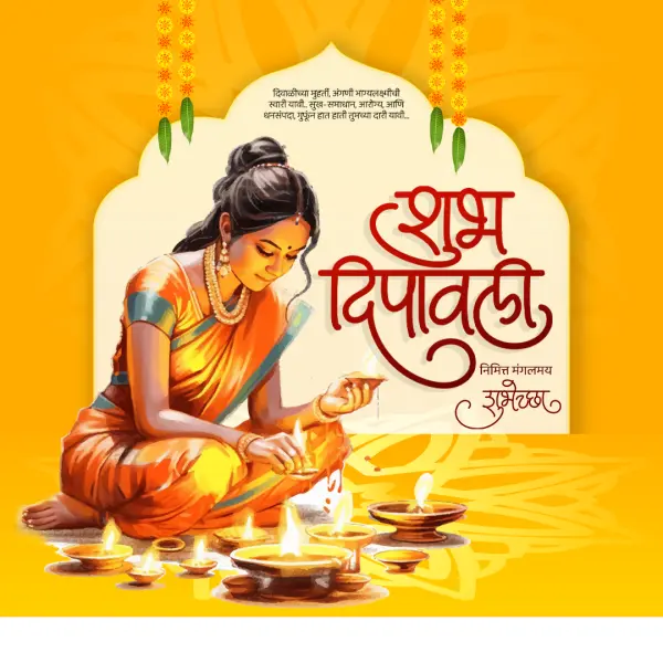 Shubh Diwali Greeting in Marathi Designs Photoshop PSD File 2025